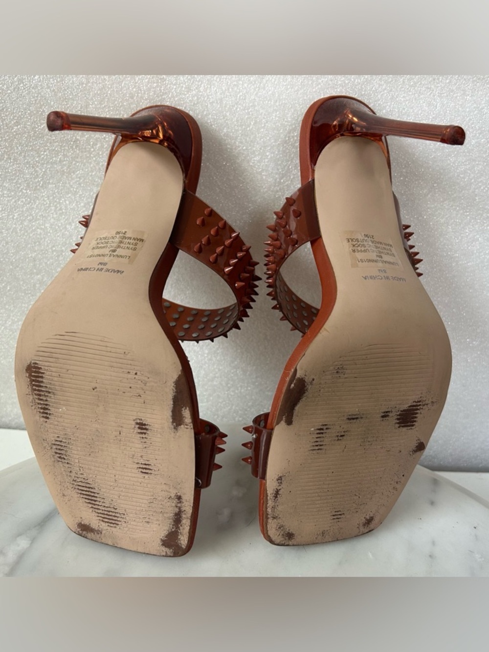 STEVE MADDEN TAN LUNNA SPIKY STUDED HEELS, Sz.8. SUPER SEXY, ELEVATES ANY OUTFIT - Picture 6 of 7